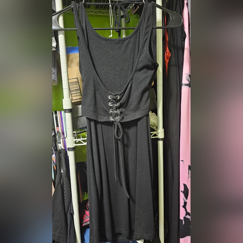 Black lace front dress